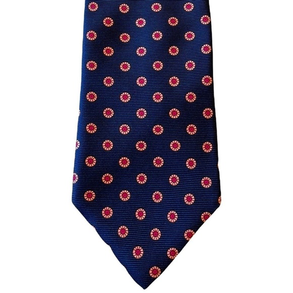 Brooks Brothers Patterned Silk Tie Navy - Picture 1 of 4